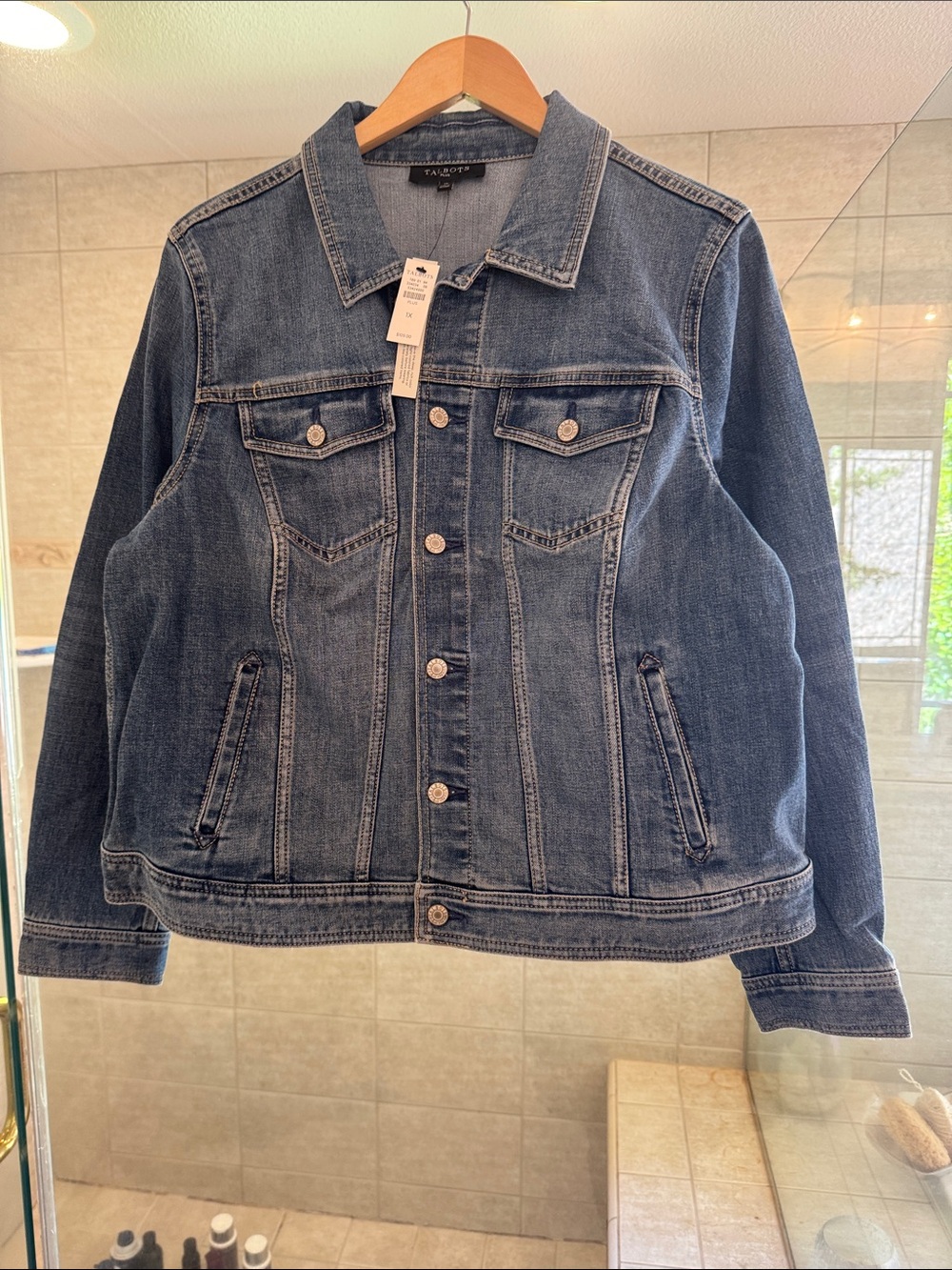 Talbots Dark Blue Denim Jean Jacket with Button Front